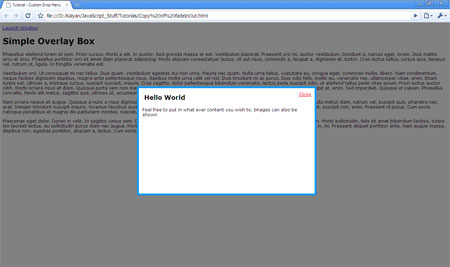 Overlay Box using simple JQuery
